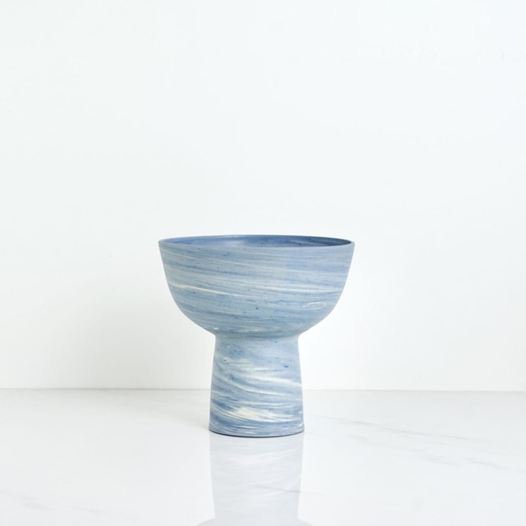 "Pedestal Bowl - Indigo" - Decorative Object in blue by Tina Huang