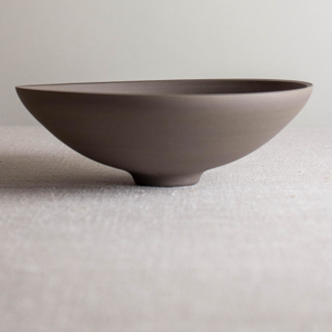 "Dark Walnut Colored Porcelain Vessel 2" - Decorative Object in brown by Lisa Fleming