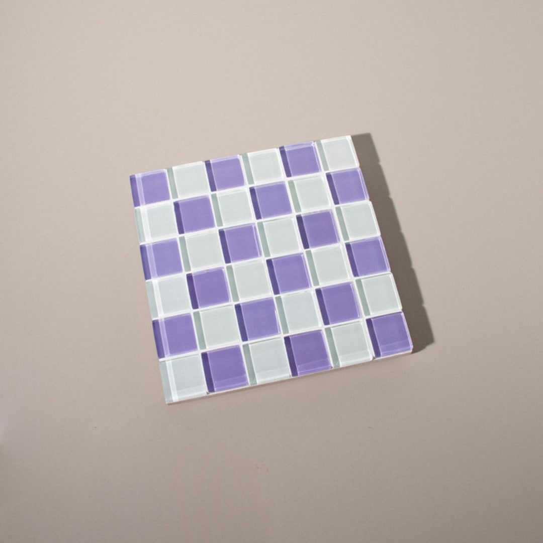 "Glass Tile Decorative Tray in Lavender Latte" - Decorative Object in purple by Subtle Art Studios