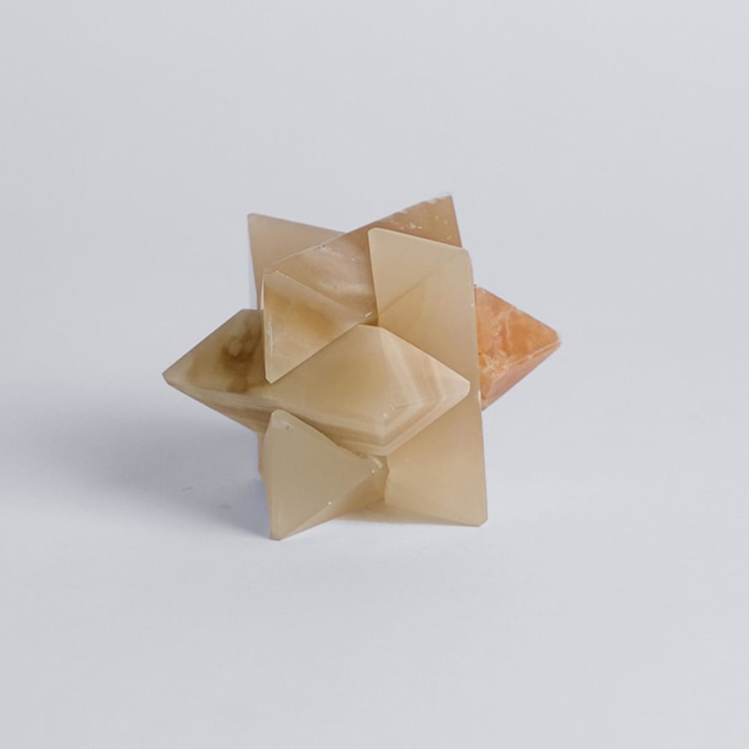 "Burr Star Puzzle in Creamy Onyx and Green Serpentine" - Decorative Object in beige by Powered By People