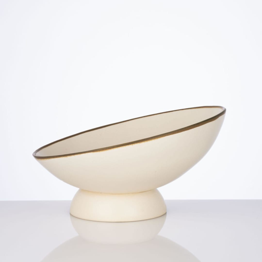 "Ceramic Cream Bowl" - Decorative Object in beige by DinaDecor