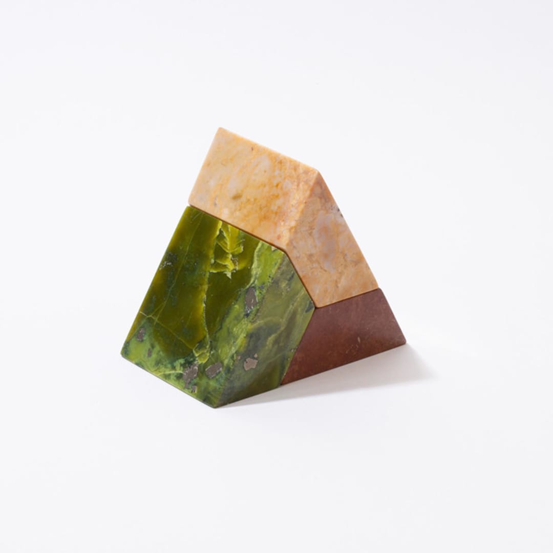 "3 Piece Decorative Triangle Puzzle - Unique Andean Gemstone Art" - Decorative Object in multicolor by Powered By People