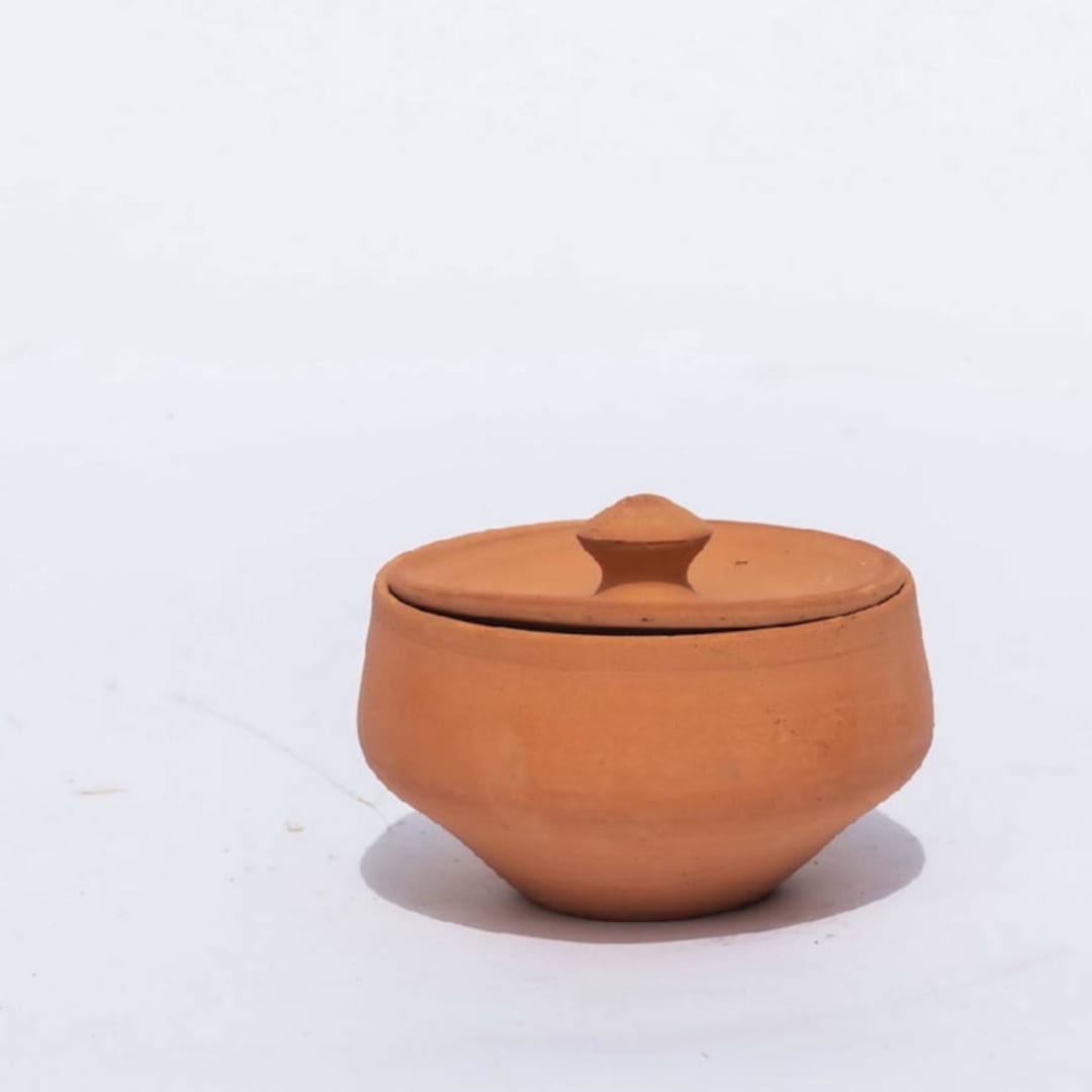 "Artisanal Small Terracotta Pot with Lid" - Decorative Object in natural by Powered By People