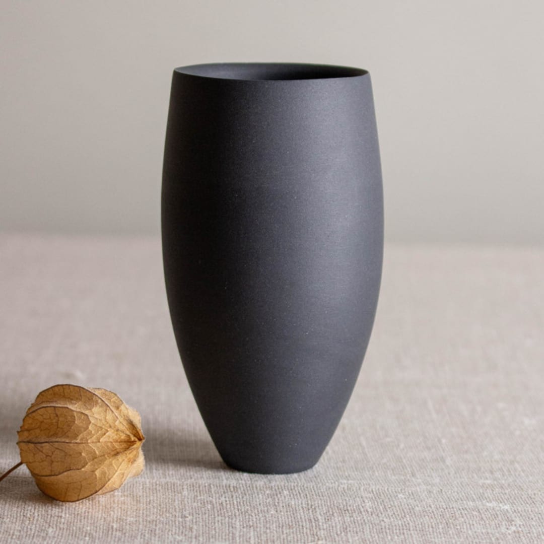 "Small Black Porcelain Vessel" - Decorative Object in black by Lisa Fleming