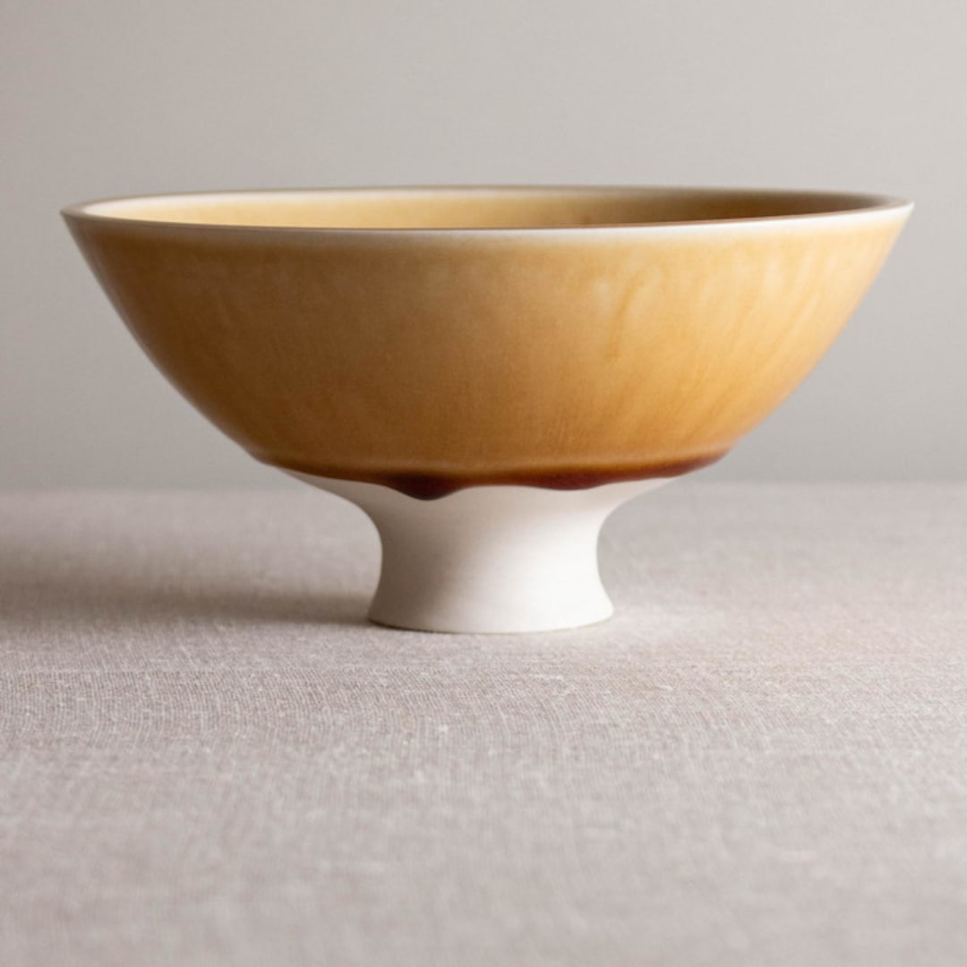 "Butterscotch Vessel with Flared Foot" - Decorative Object in yellow by Lisa Fleming