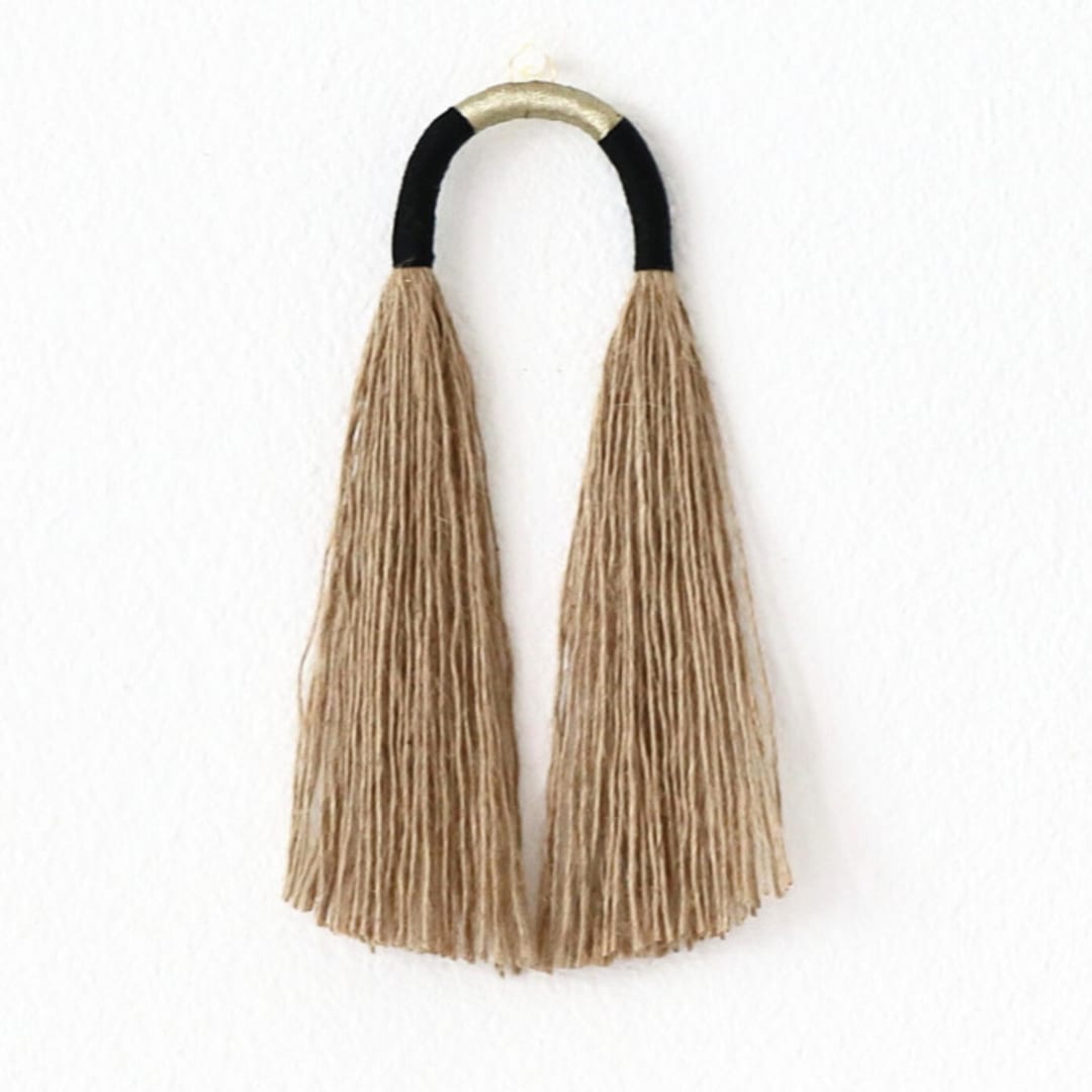 "Small Jute tassel with Gold" - Decorative Object in black by Bharti Trivedi