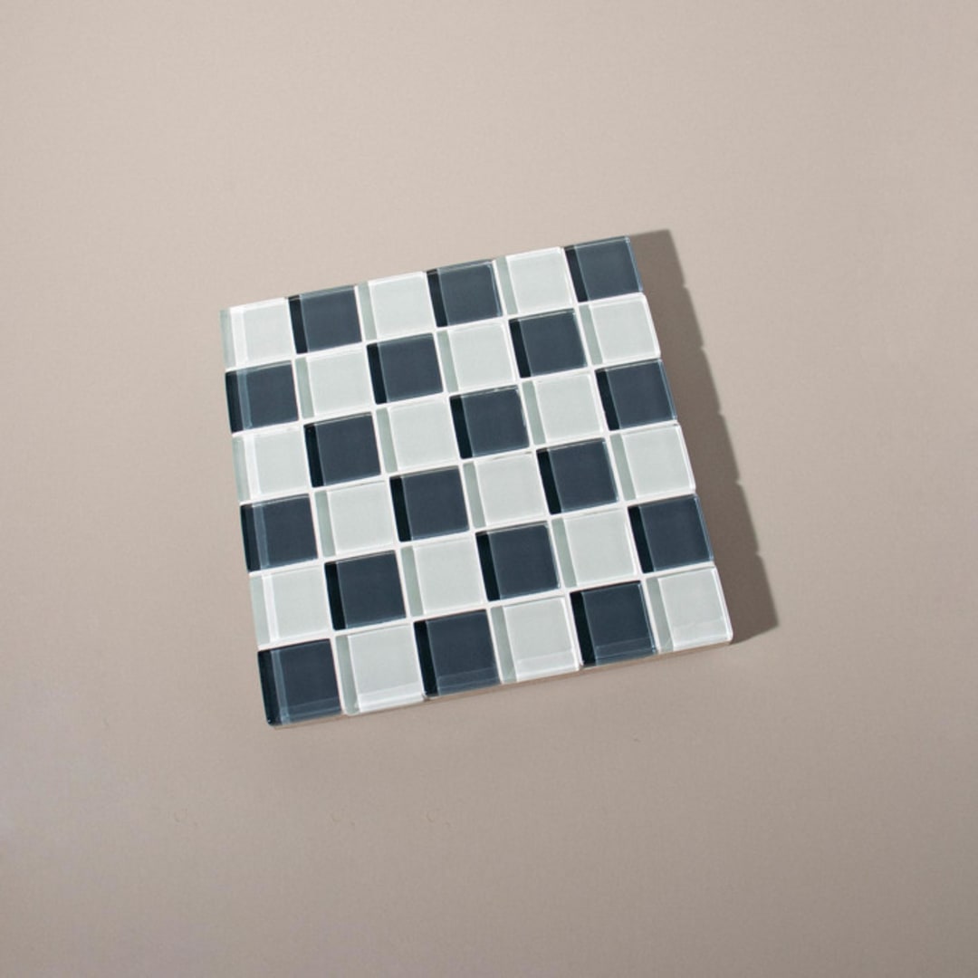 "Glass Tile Decorative Tray in Stone Wall" - Decorative Object in gray by Subtle Art Studios