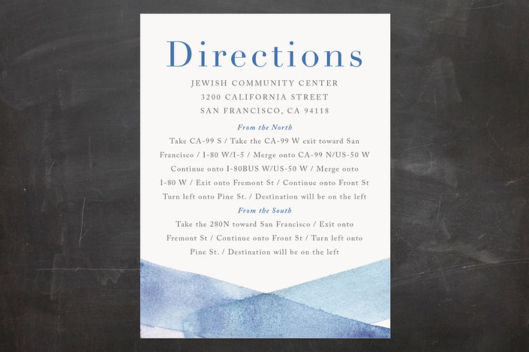 "watercolor stripes" - Mitzvah Direction Cards in Ocean by Shannon Chen of Four Wet Feet Studio - Front