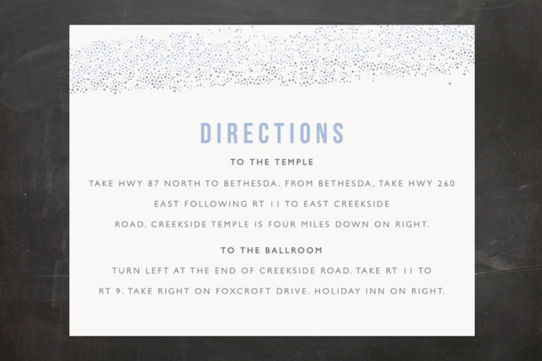 "Parchment" - Mitzvah Direction Cards in Sky by Bethany Anderson - Front