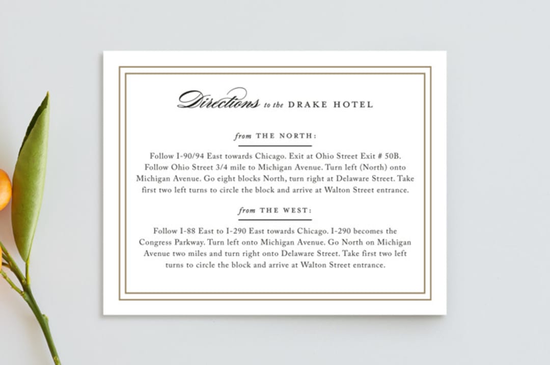 "Eloquence" - Mitzvah Direction Cards in Golden Rod by Kimberly FitzSimons - Front