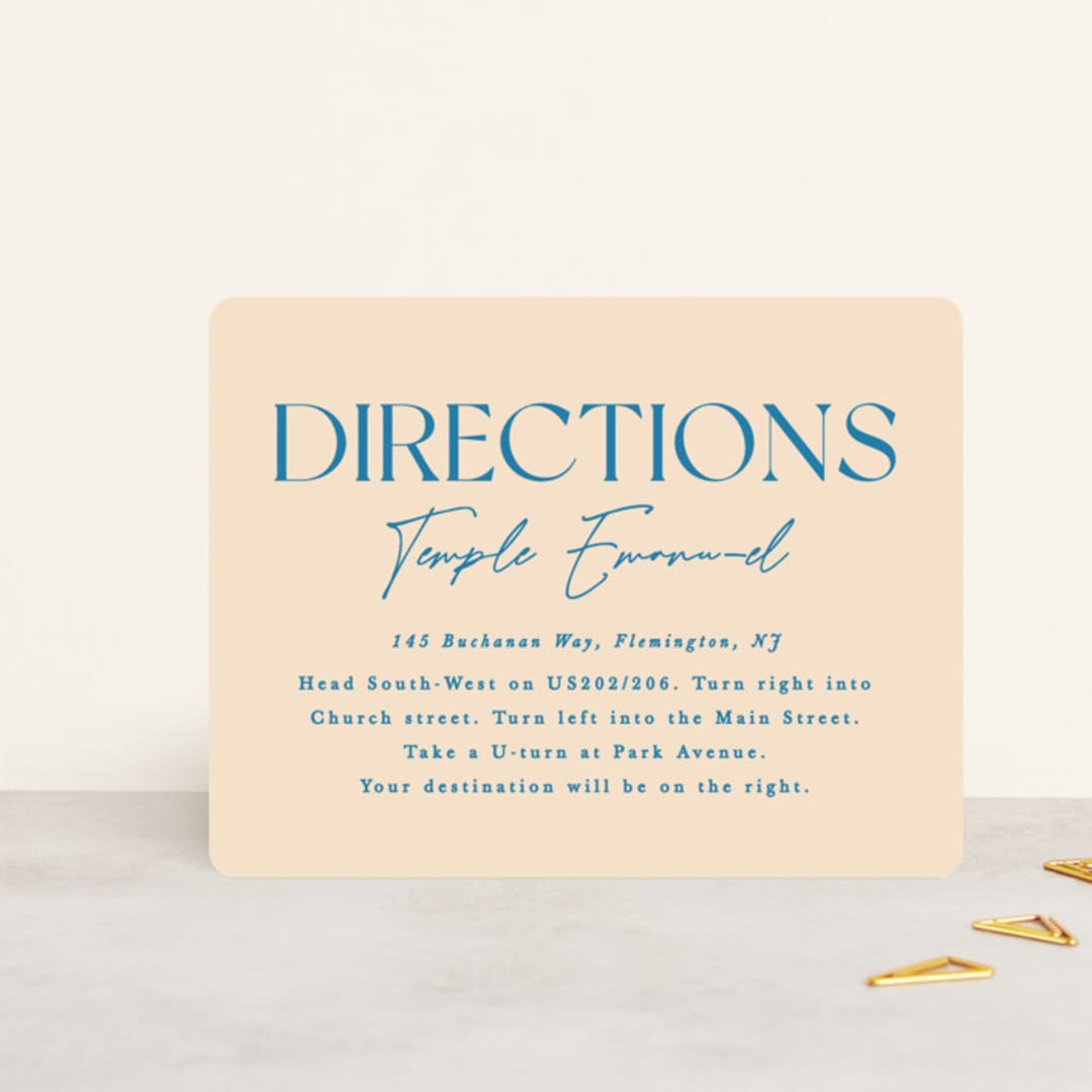 "Modern Mitzvah" - Mitzvah Direction Cards in Sky by Creo Study - Front