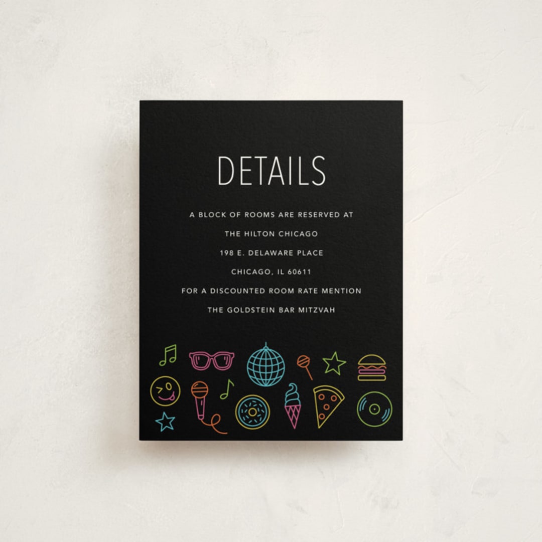 "Neon Vibes" - Mitzvah Direction Cards in Candy by Brandy Folse - Front