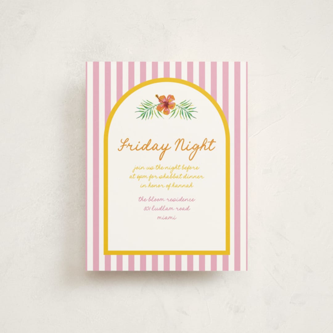 "Beach Club" - Mitzvah Direction Cards in Lemon by Claudia Orengo - Front