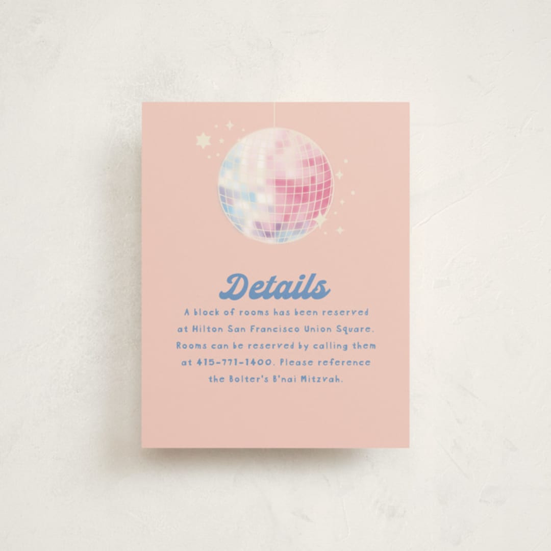 "To the Disco" - Mitzvah Direction Cards in Candy by Creo Study - Front
