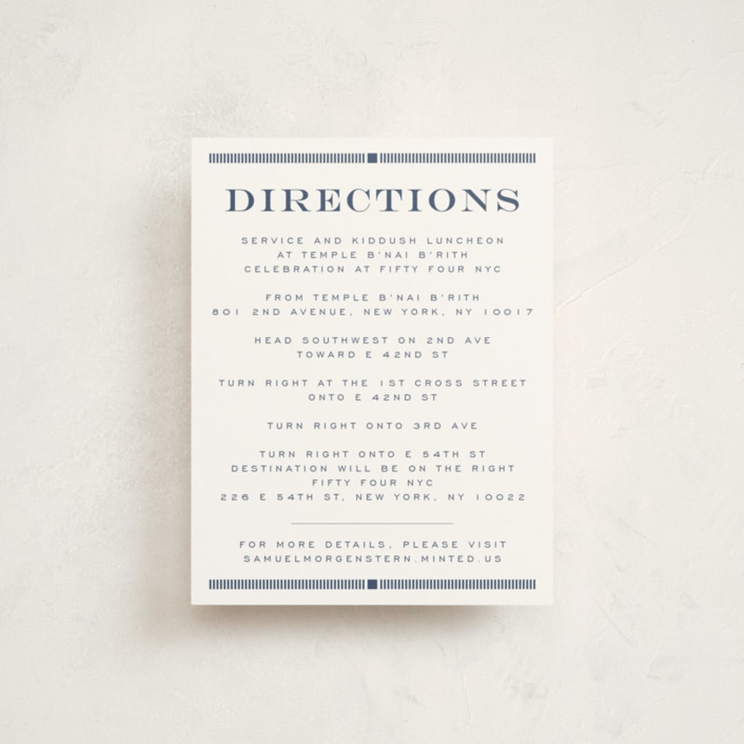 "Square Frame" - Mitzvah Direction Cards in Navy by Jenna Holcomb - Front