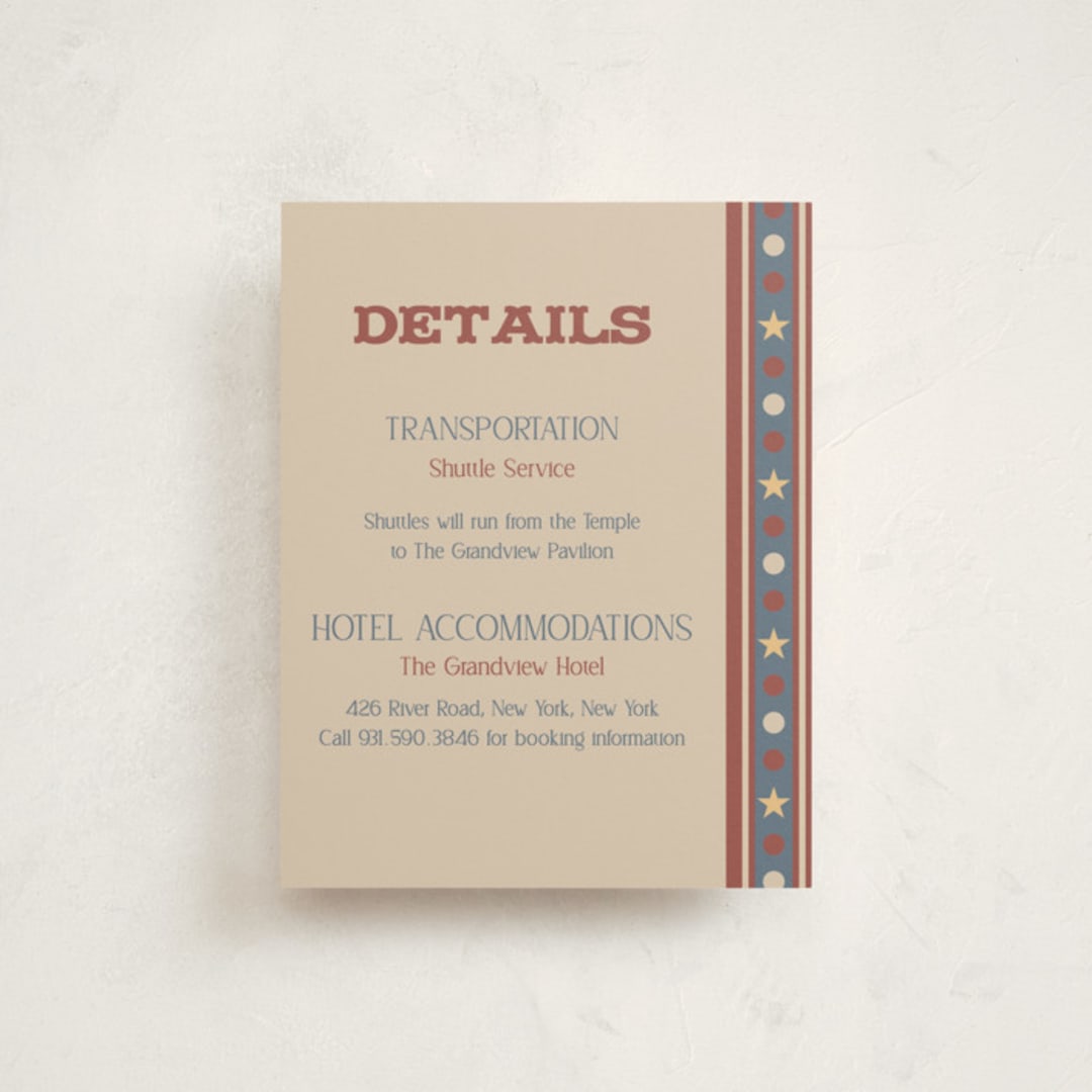 "Vintage Circus" - Mitzvah Direction Cards in Brick by Amanda Stuff - Front