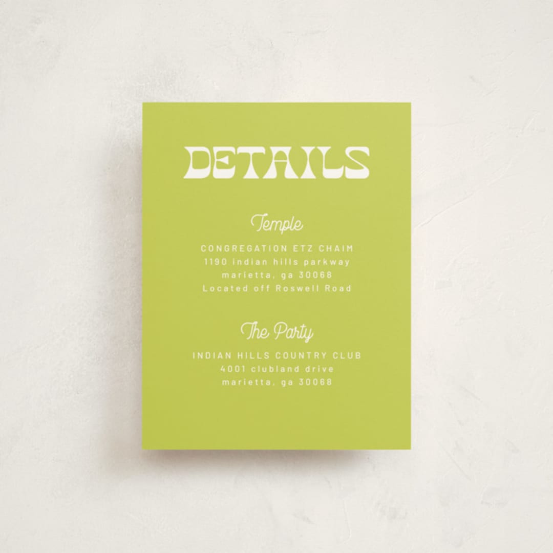 "Groovy" - Mitzvah Direction Cards in Fruit Punch by Kelly Watkins - Front