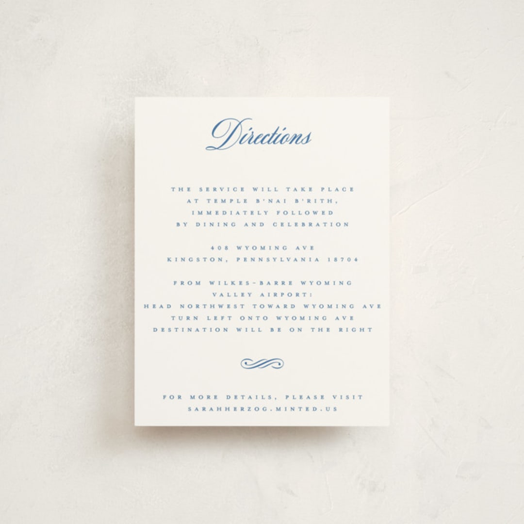 "Simply" - Mitzvah Direction Cards in Sea by Jenna Holcomb - Front