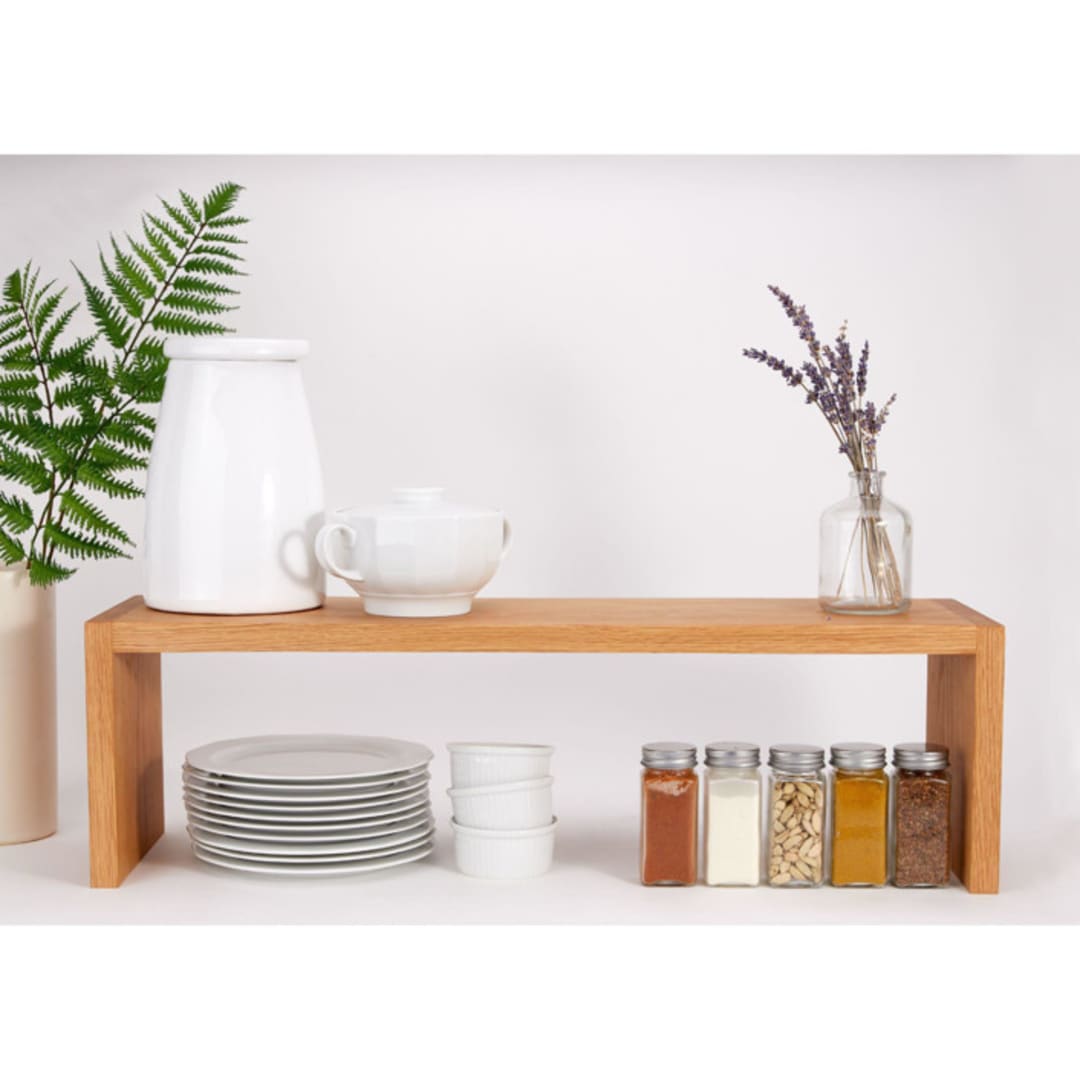 "Large Oak Kitchen Shelf Riser" - Decorative Shelves in natural by Reds Wood Design