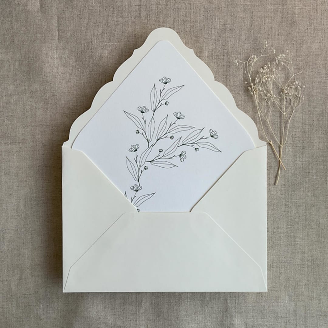 "Jessica minimalist forest green envelope liner for A7 euro flap envelope | pack of 10" - Envelope Liners in green by Ivory Invitations