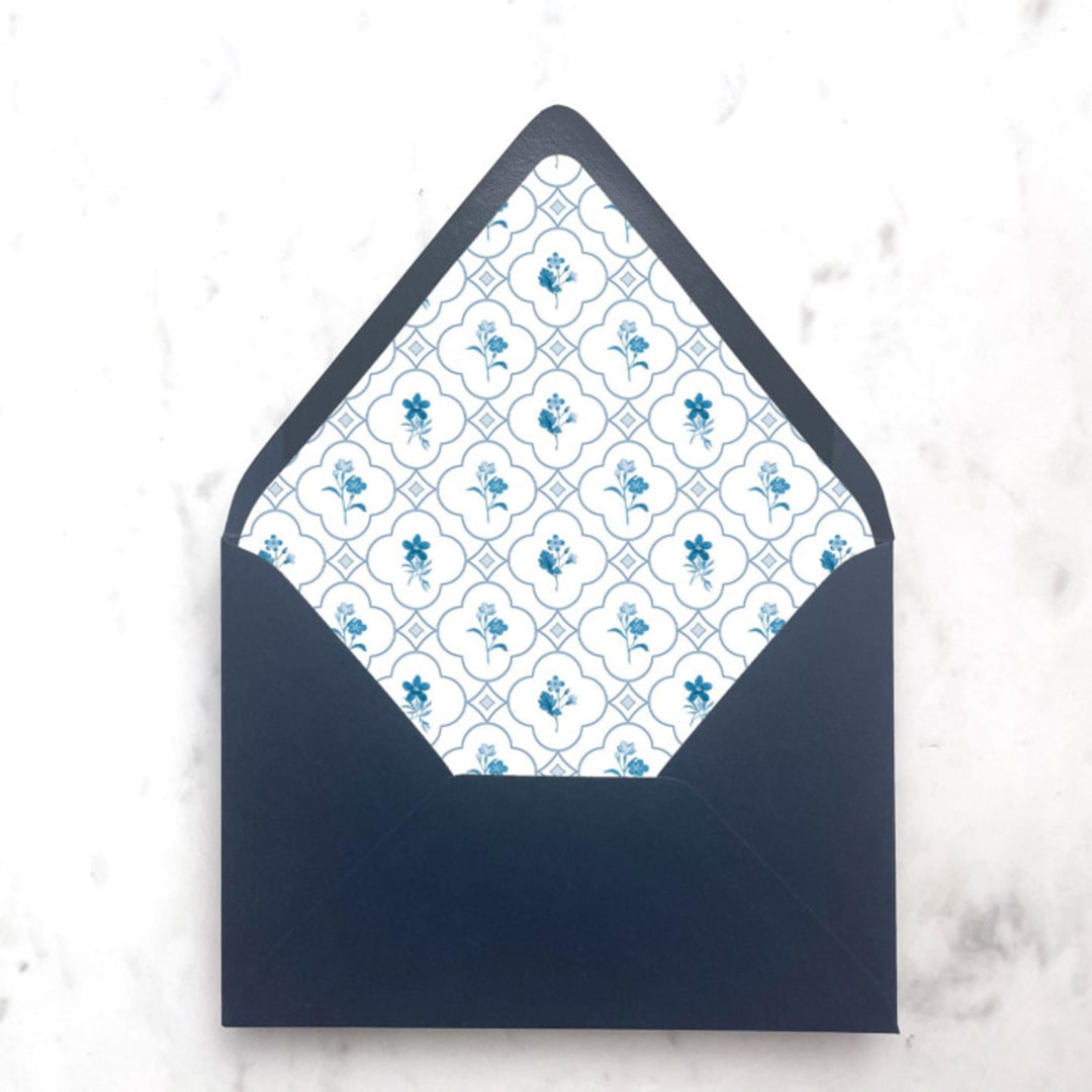 "A7 Envelope Liners Floral Tile Pattern (set of 10)" - Envelope Liners in blue by Design by Laney