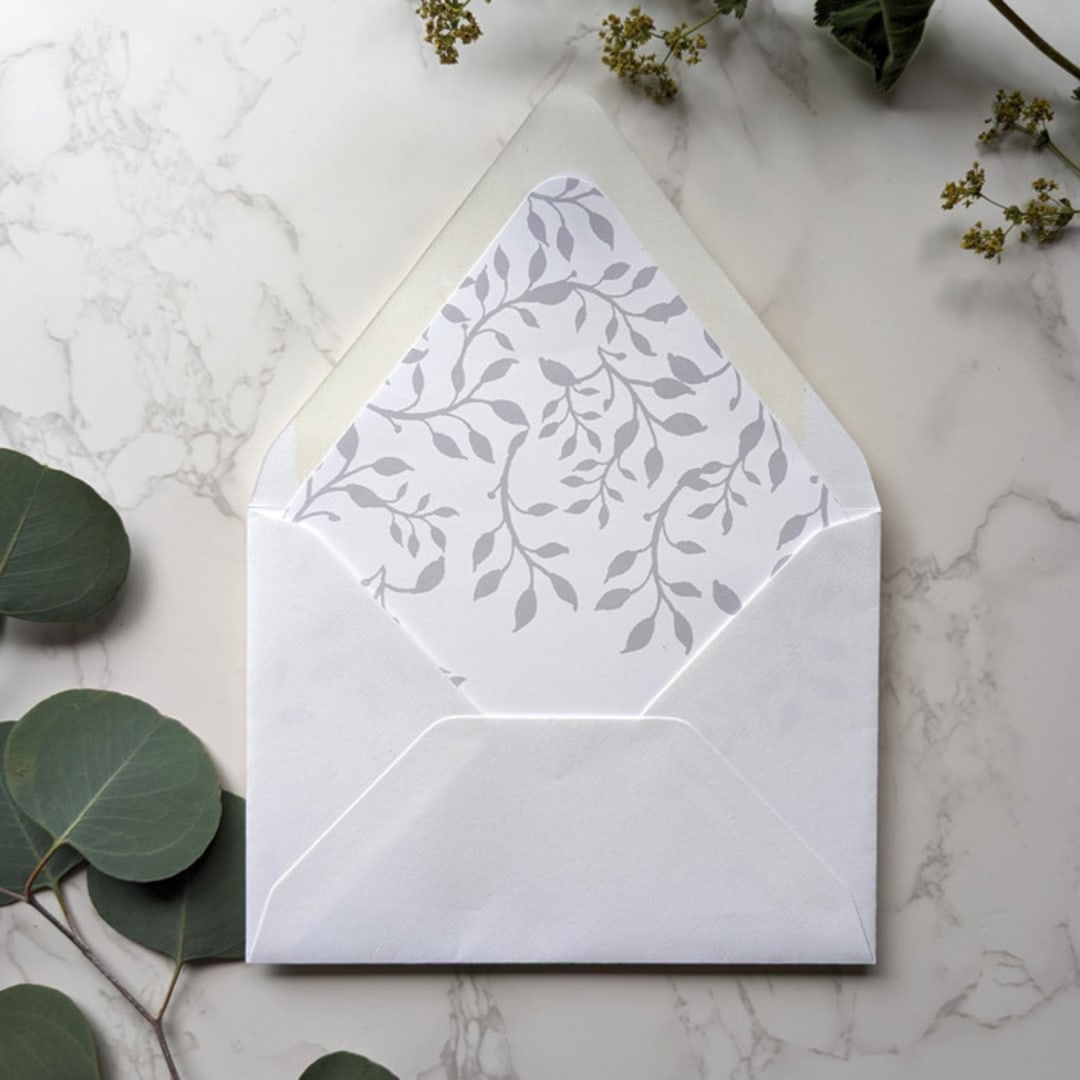 "Ivy Watercolor Envelope Liner | Set of 10" - Envelope Liners in white by Campofiore Paper Studio