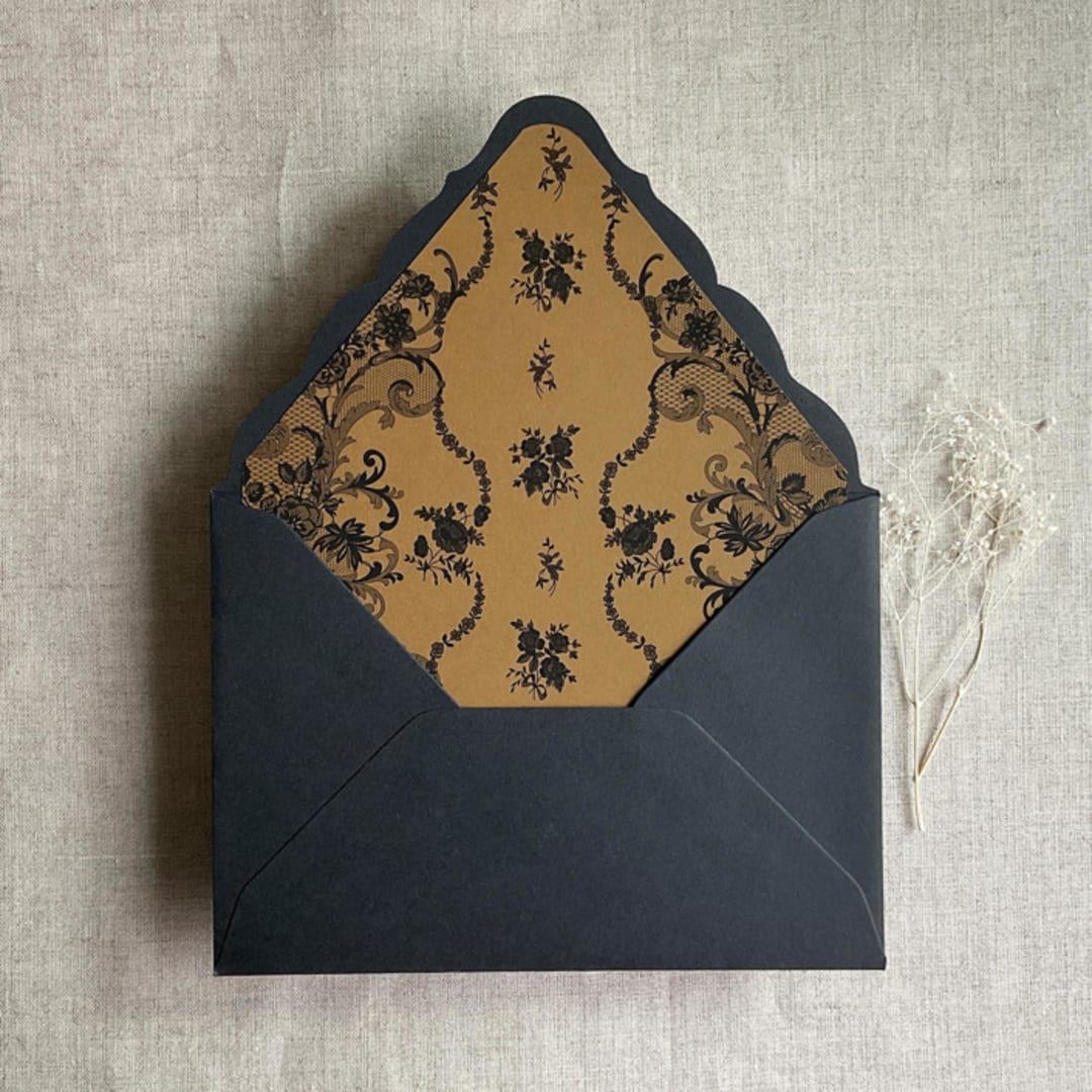 "Versailles Nocturne Brown envelope liner for A7 euro flap envelope | pack of 10" - Envelope Liners in brown by Ivory Invitations