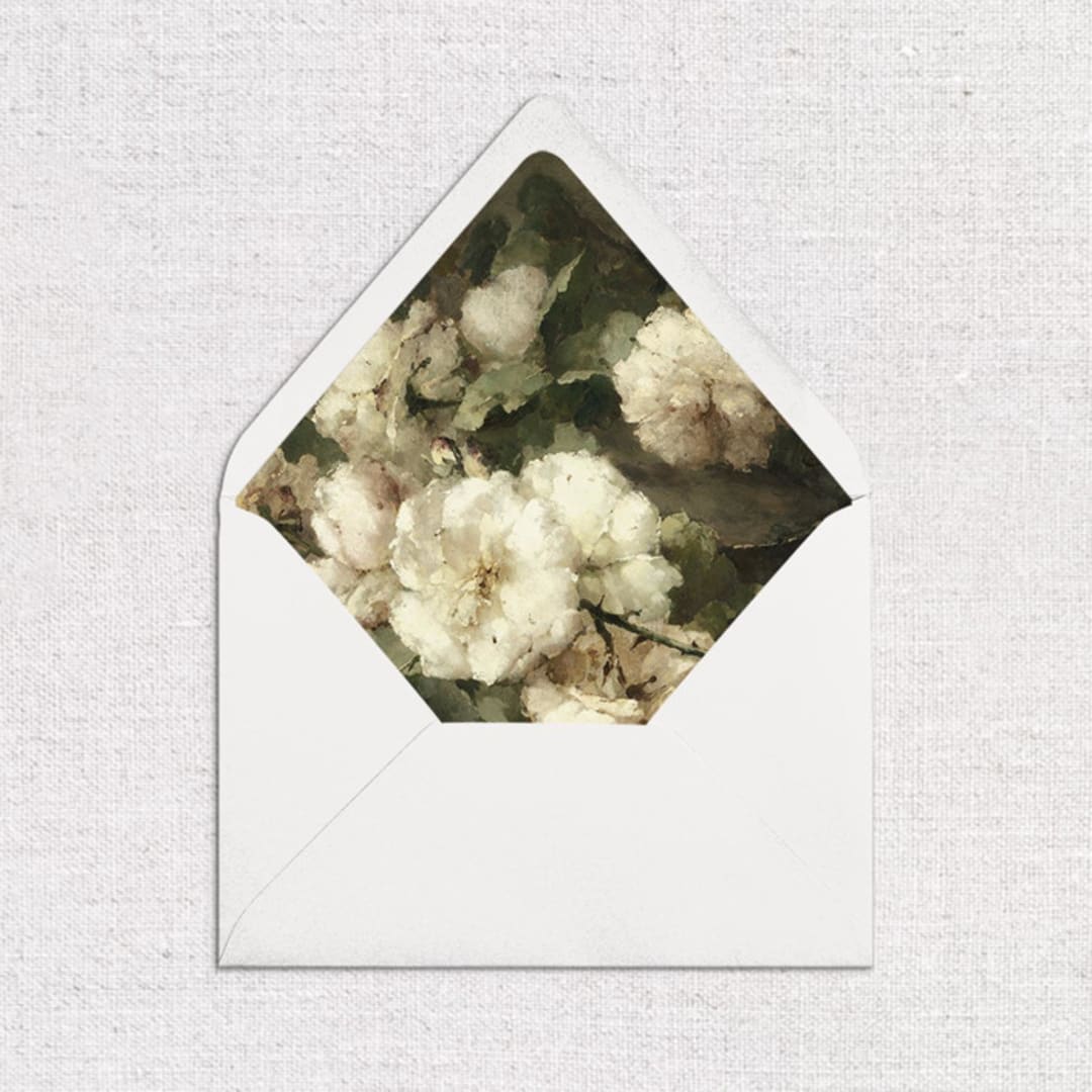 "White Vintage Moody Floral Envelope Liners" - Envelope Liners in black by Eva Friesen