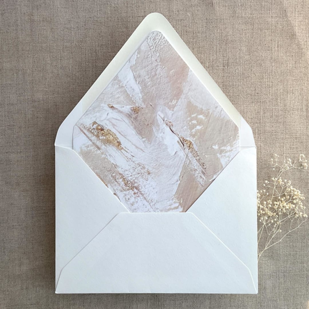 "Abstract stucco brush stroke printed printed liner for A7 euro flap envelope | pack of 10" - Envelope Liners in beige by Ivory Invitations