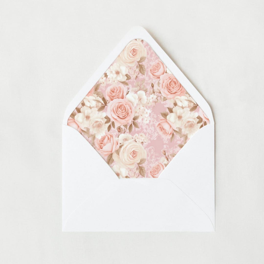 "Dusty Rose and Cream Liner | Set of 25 Euro Envelope Liners" - Envelope Liners in pink by Nikki Turner