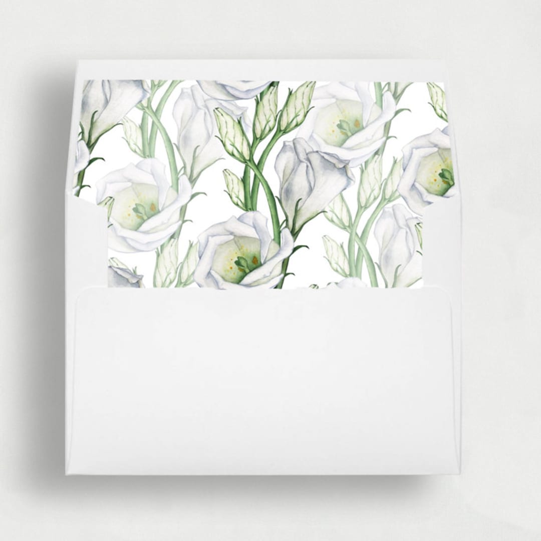 "Springtime White Floral Liner | Set of 25 Square Envelope Liners" - Envelope Liners in multicolor by Nikki Turner