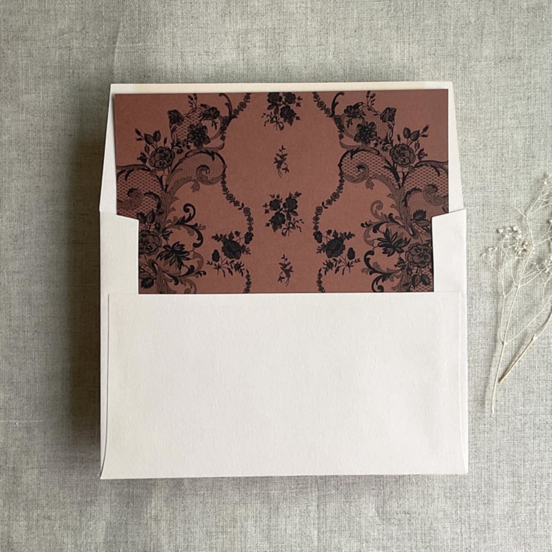 "Versailles Nocturne Rust envelope liner for A7 square flap envelope | pack of 10" - Envelope Liners in copper by Ivory Invitations