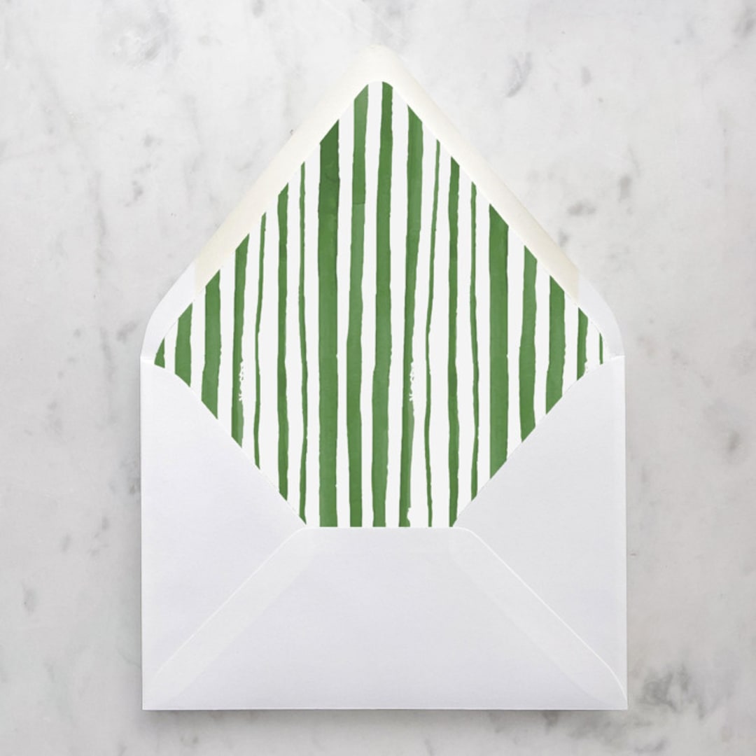 "A7 Envelope Liners Holiday Green Stripes (set of 10)" - Envelope Liners in green by Design by Laney