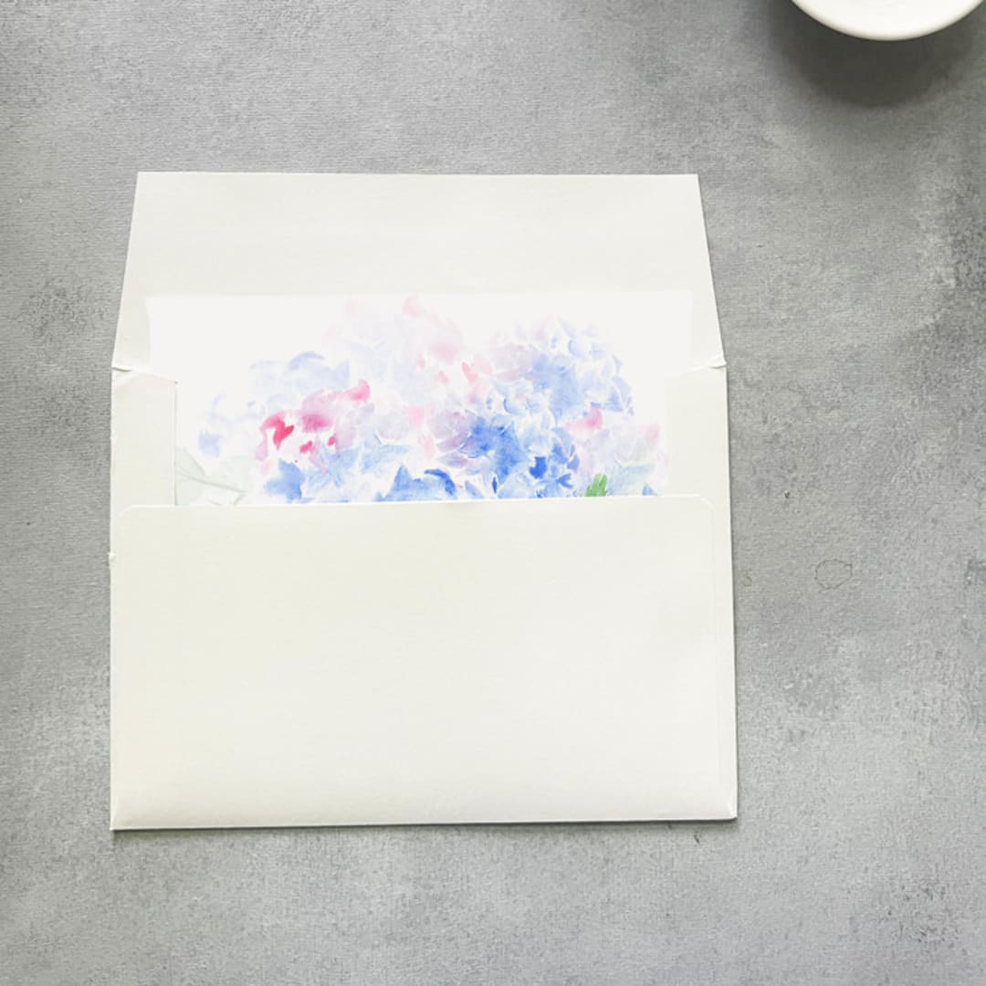 "Hydrangea Watercolor Square Envelope Liner | Set of 10 | For 5x7” invitations " - Envelope Liners in blue by Cotton and Bow