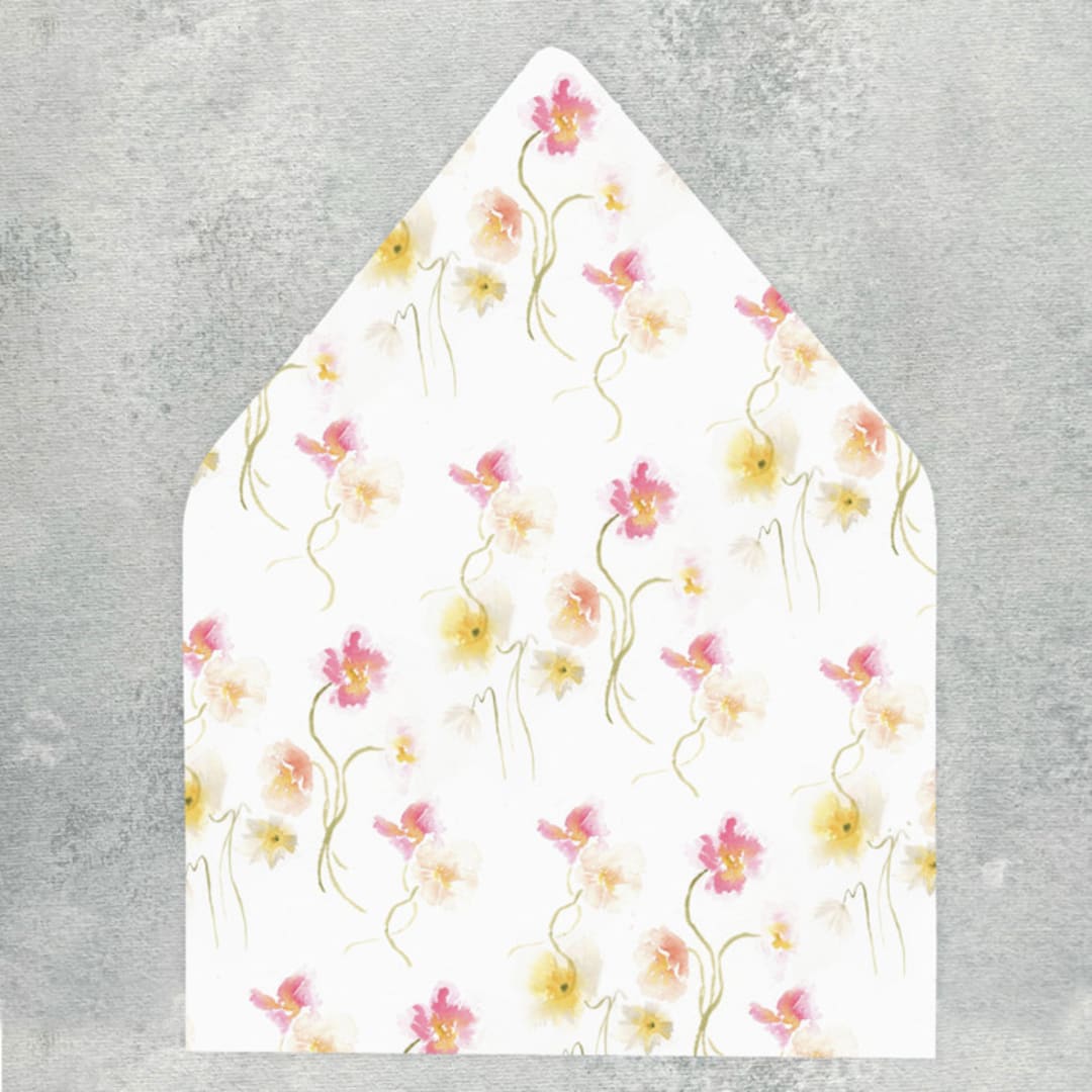 "Bright Floral Poppy Watercolor Envelope Liner | Set of 10 | For 5x7” invitations" - Envelope Liners in multicolor by Cotton and Bow