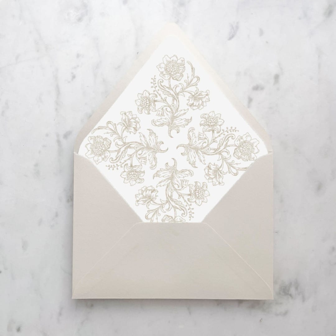 "A7 Envelope Liners Quad Scroll Taupe (set of 10)" - Envelope Liners in beige by Design by Laney