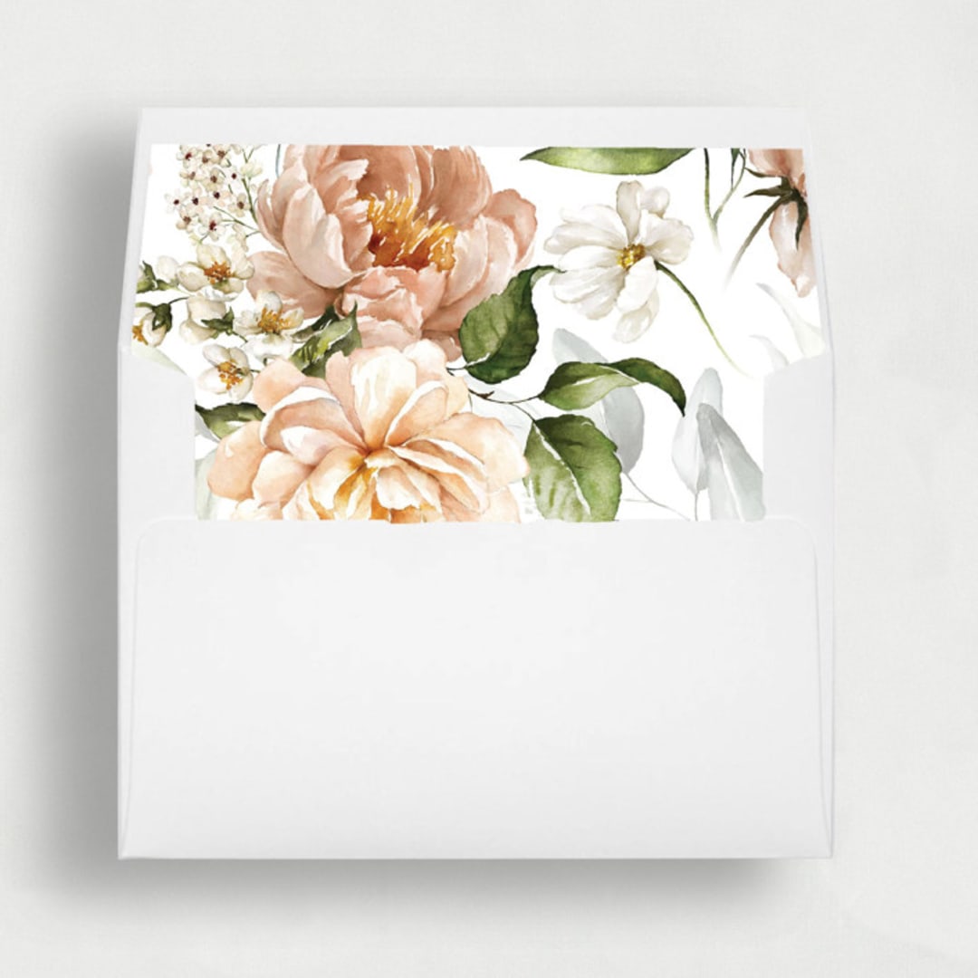 "Blush and Peach Floral | Set of 25 Envelope Liners" - Envelope Liners in pink by Nikki Turner