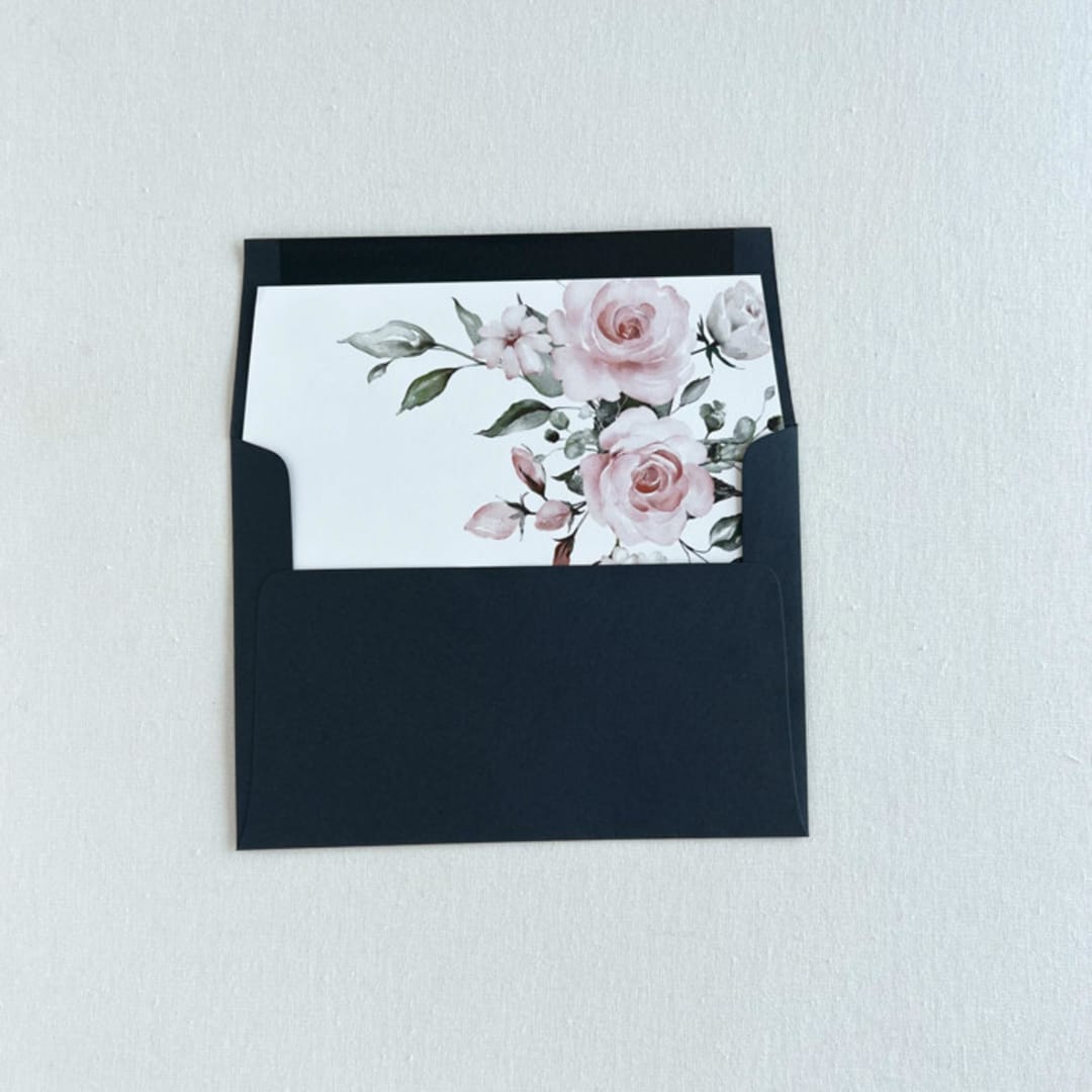 "Dusty Rose Floral Envelope Liner | Set of 10" - Envelope Liners in pink by Eva Friesen