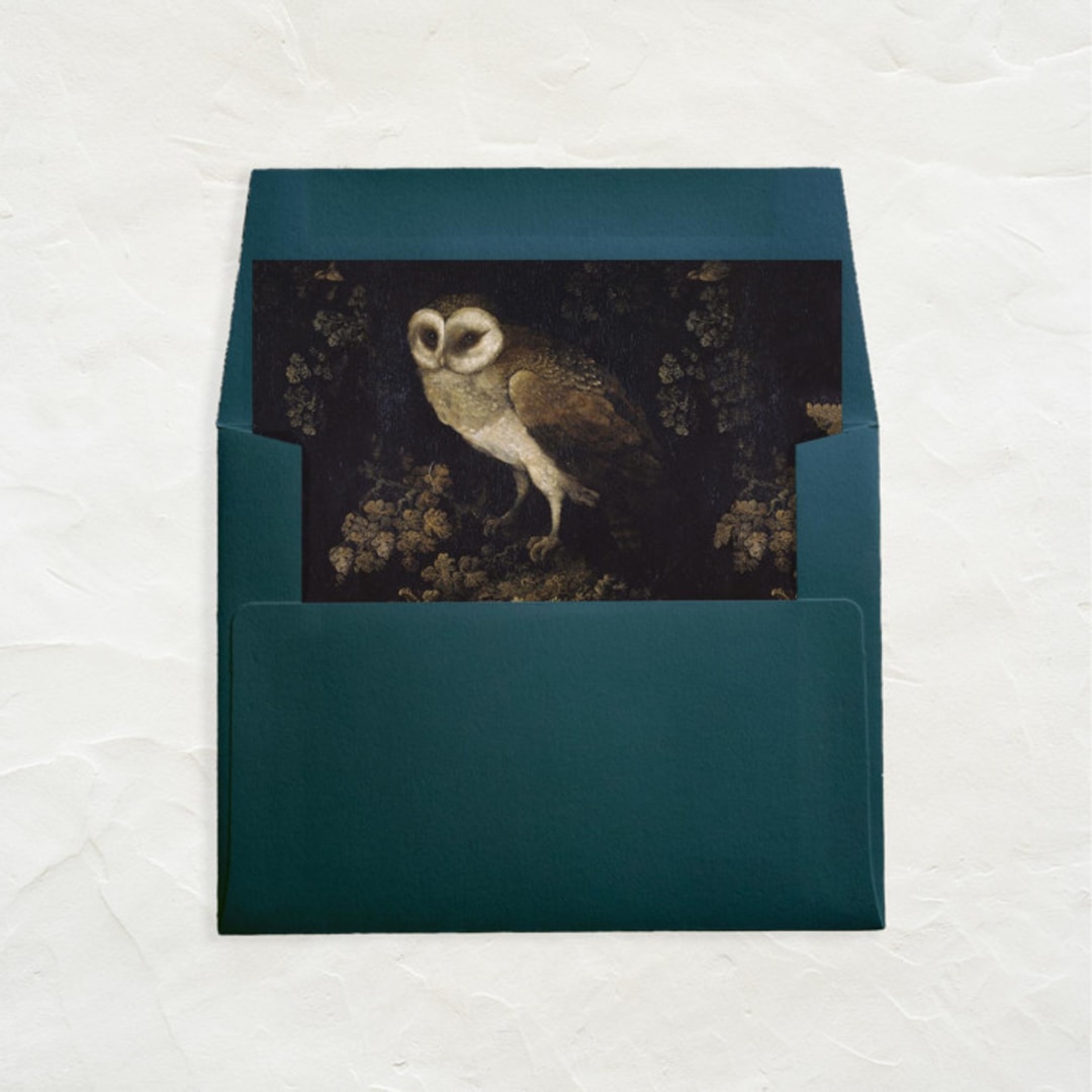 "A7 Fine Art Envelope Liners Square Flap // Peaceful Owl (Set of 25)" - Envelope Liners in blue by Clover and Lamb