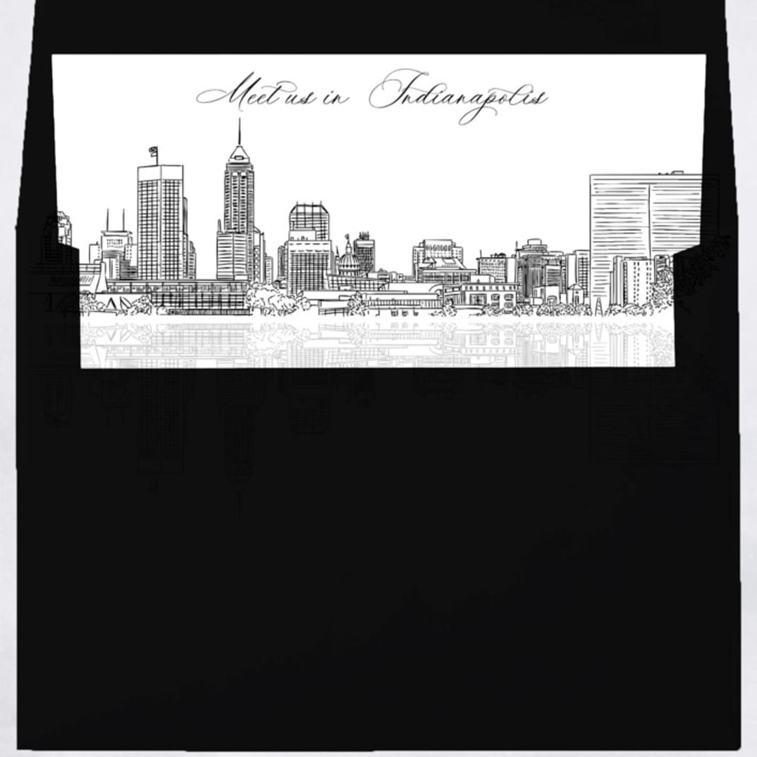 "Indianapolis Skyline Envelope Liner with custom text/saying | Set of 10 | For 5x7 Minted Square Flap Envelope" - Envelope Liners in white by Kimee Meyer