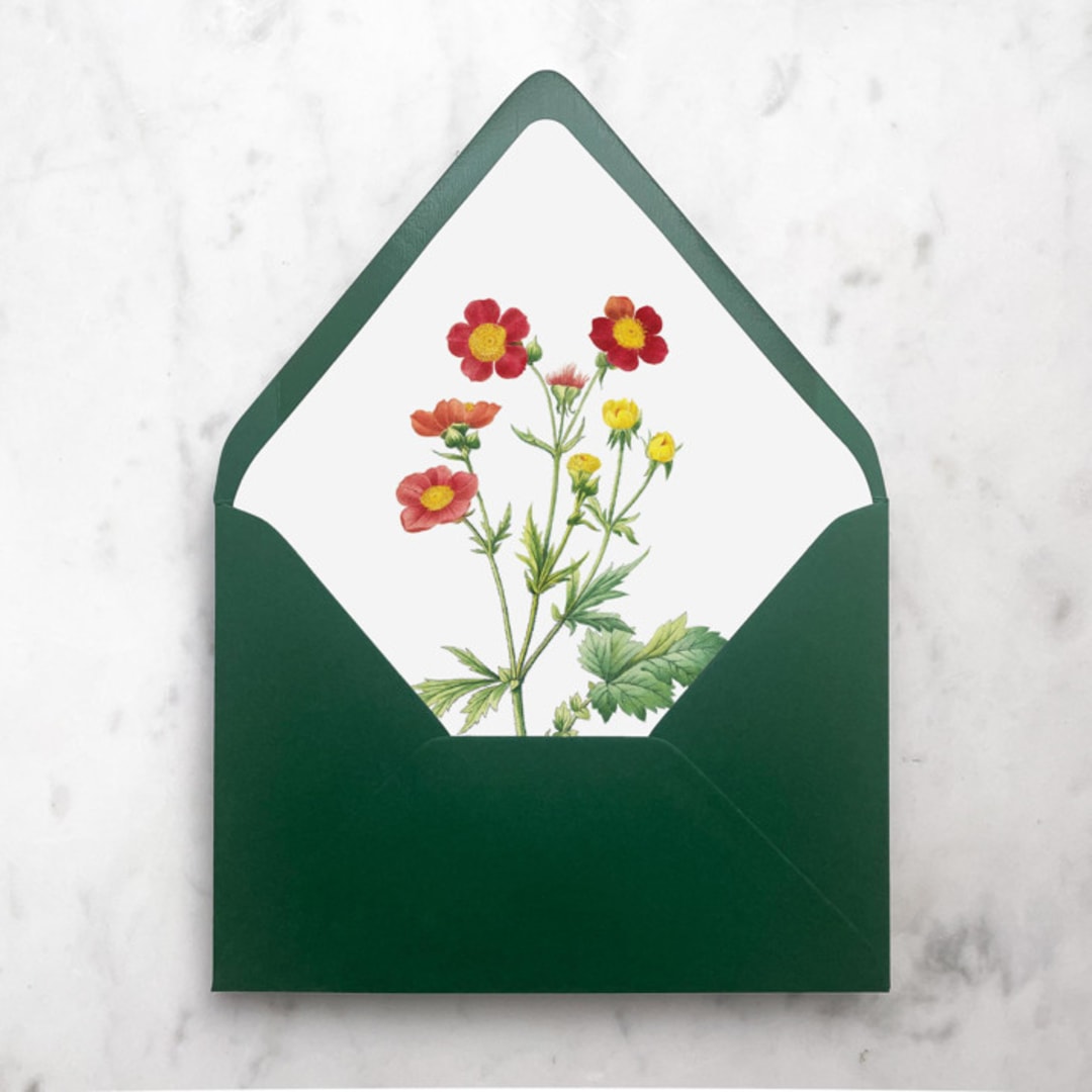 "A7 Envelope Liners Red Flowers (set of 10)" - Envelope Liners in multicolor by Design by Laney
