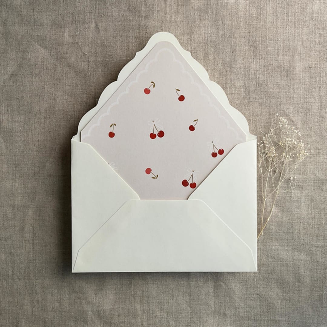 "Sweet cherries envelope liner for A7 euro flap envelope | pack of 10" - Envelope Liners in multicolorassorted-colors by Ivory Invitations