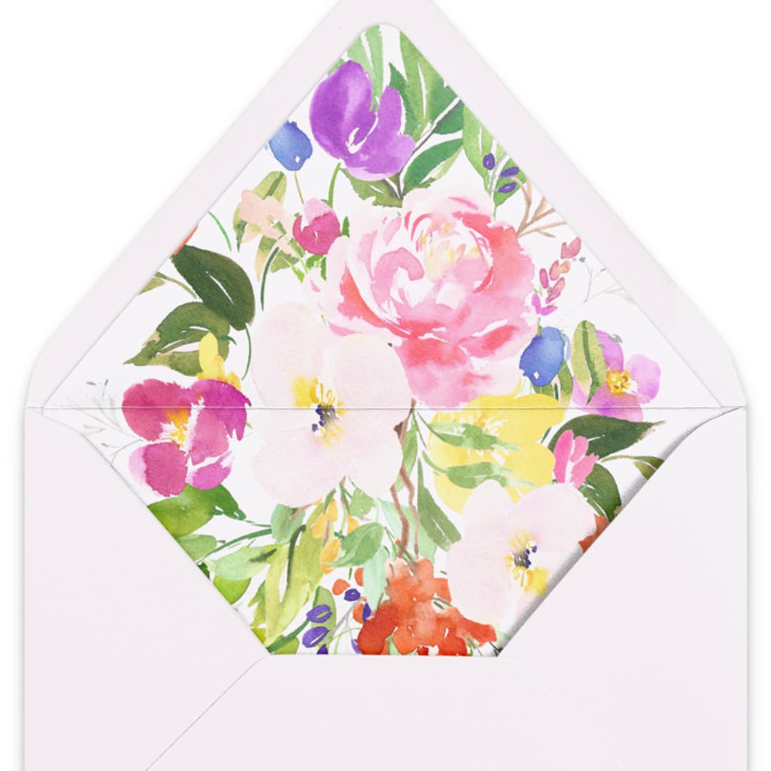 "Summer Bouquet Envelope Liners | Set of 25 | For A7 envelopes" - Envelope Liners in multicolorassorted-colors by Papel Custom Design