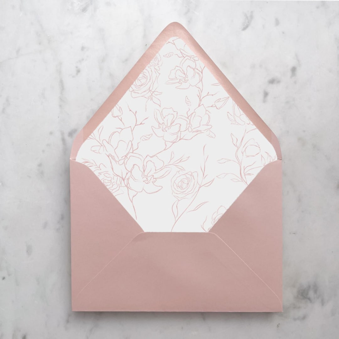 "A7 Envelope Liners Pink Flower Sketch (set of 10)" - Envelope Liners in pink by Design by Laney