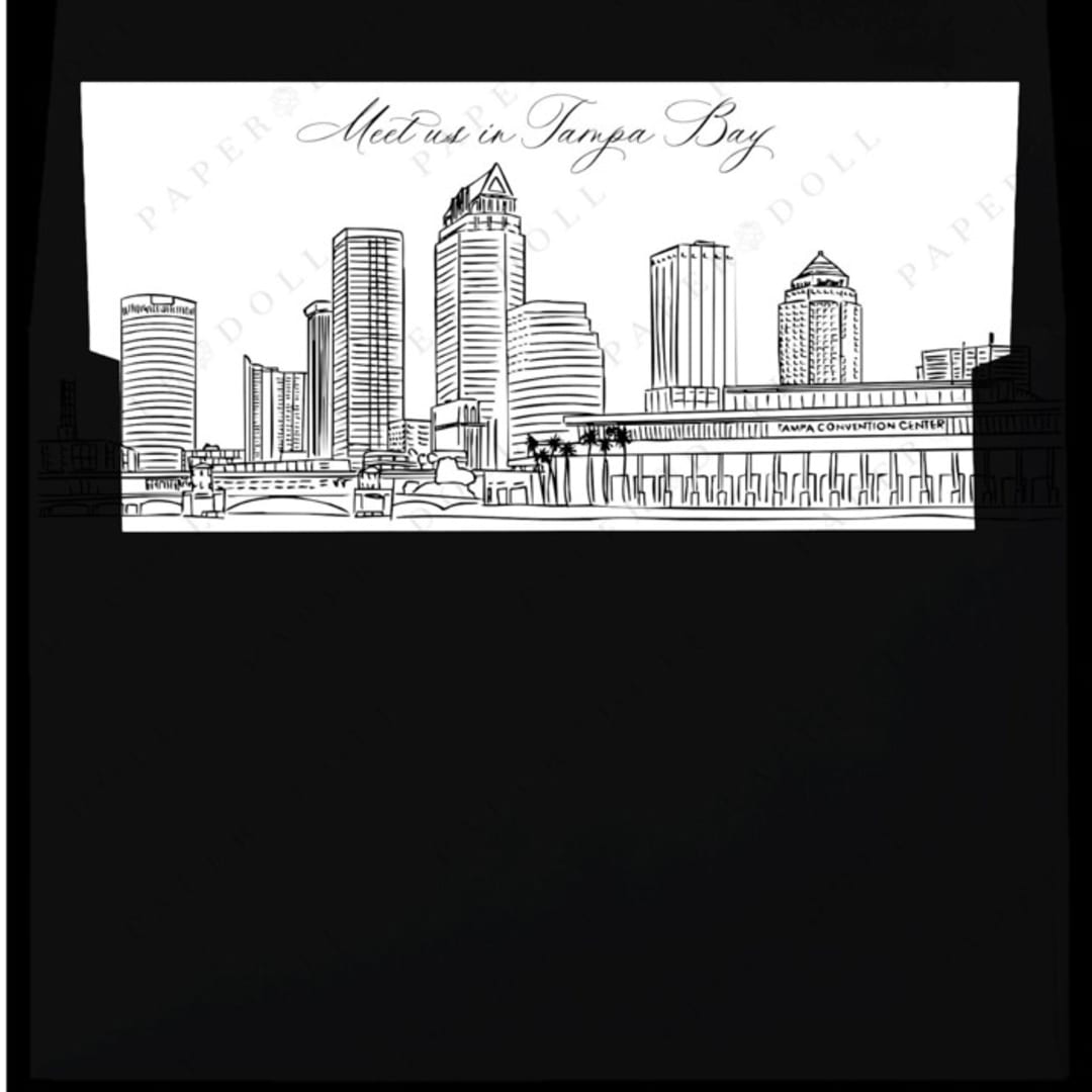 "Tampa Bay Florida Skyline Envelope Liner with custom text/saying | Set of 10 | For 5x7 Minted Square Flap Envelope" - Envelope Liners in white by Kimee Meyer