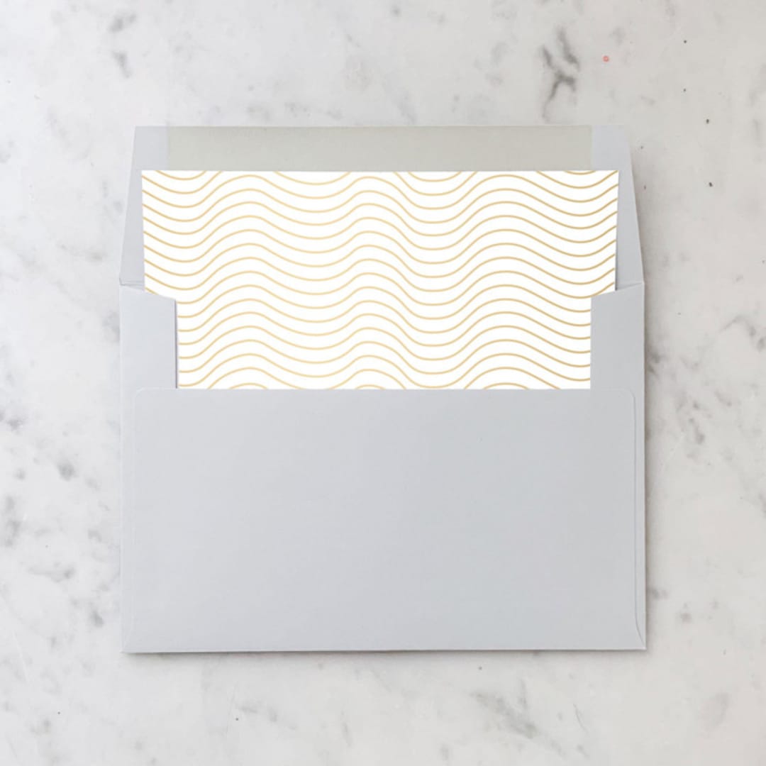 "A7 Envelope Liners Gold Waves Square Flap (set of 10)" - Envelope Liners in gold by Design by Laney