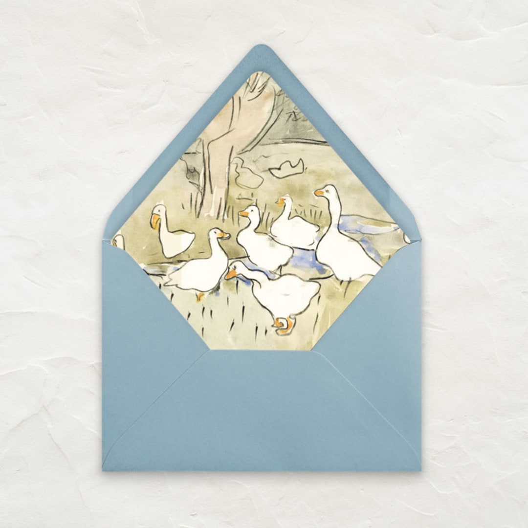 "A7 Fine Art Envelope Liners // Darling Ducks (Set of 25)" - Envelope Liners in green by Clover and Lamb