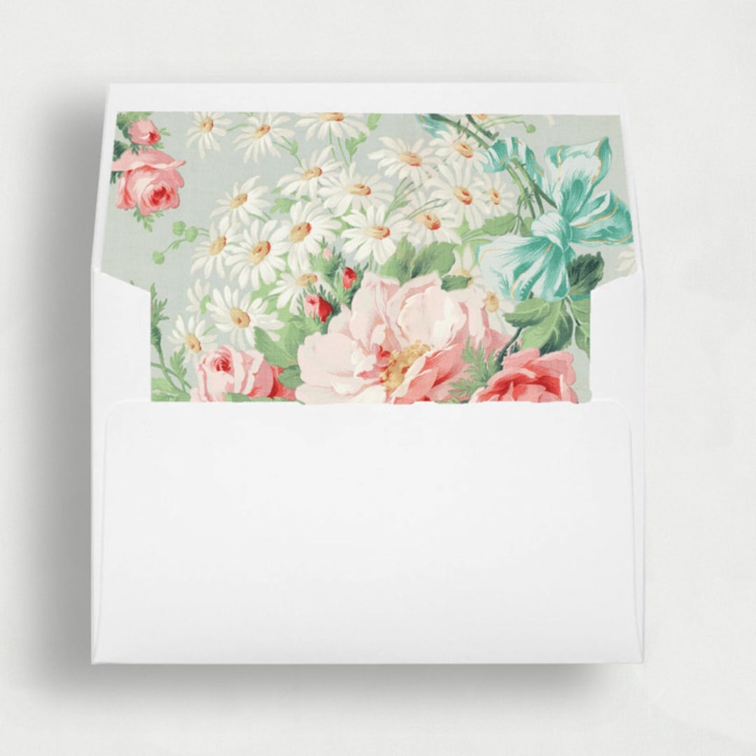 "Springtime Floral | Set of 25 Envelope Liners" - Envelope Liners in pink by Nikki Turner