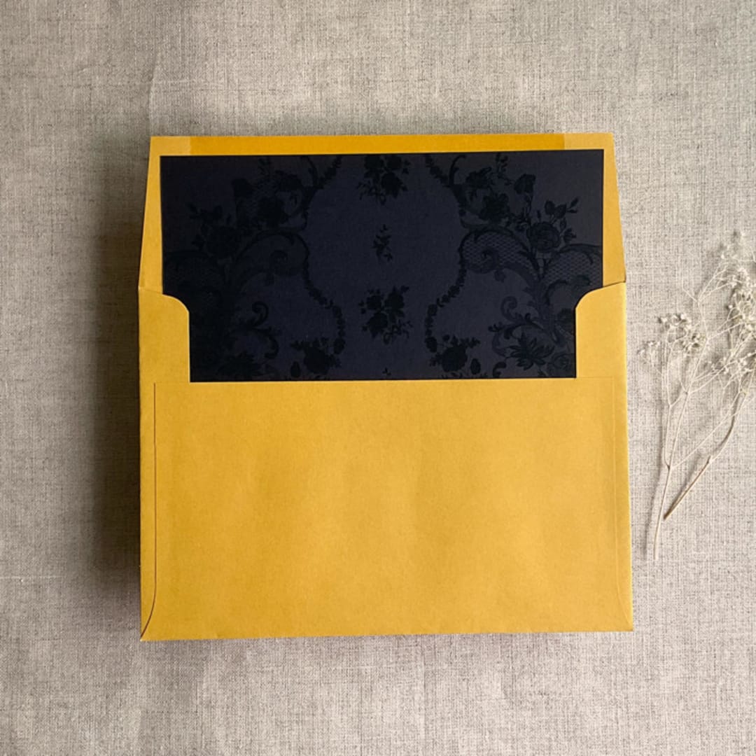 "Versailles Nocturne Black envelope liner for A7 square flap envelope | pack of 10" - Envelope Liners in black by Ivory Invitations