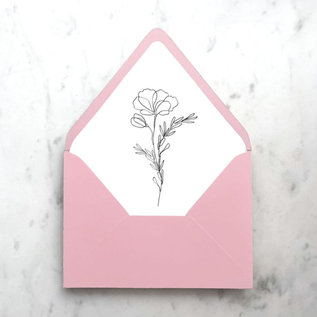 "A7 Envelope Liners Modern Line Art Flower (set of 10)" - Envelope Liners in black by Design by Laney